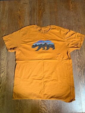 Patagonia Orange Short Sleeve Bear Graphic Tee